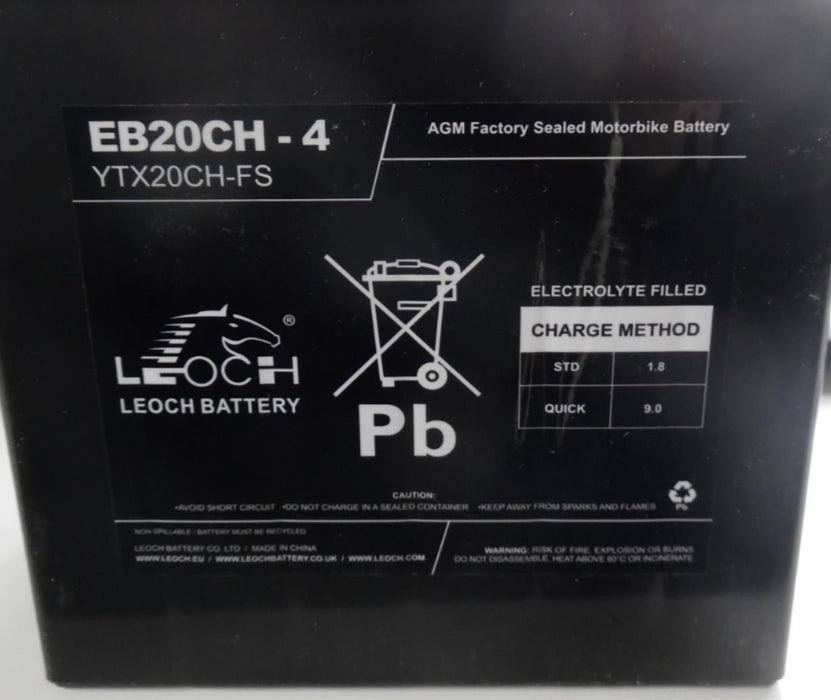 LEOCH YTX20CH-BS HIGH PERFORMANCE MF MOTORCYCLE BATTERY EB20-CH USED