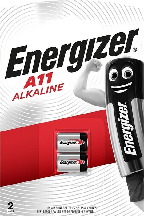 2 x Energizer A11 6V Alkaline Security Batteries 11A, GP11A, MN11, E11A Long Exp