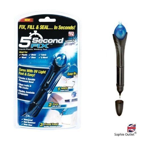 5 Second UV Light Fix Liquid Plastic Welding Compound Glue Repair Pen Tool UK