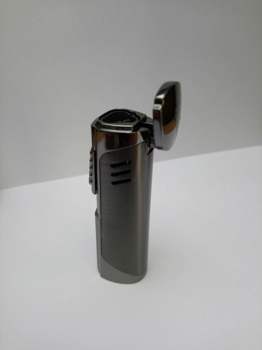 AERB Windproof Cigar Lighter 3 Jet With Cigar Punch. Satin Finish