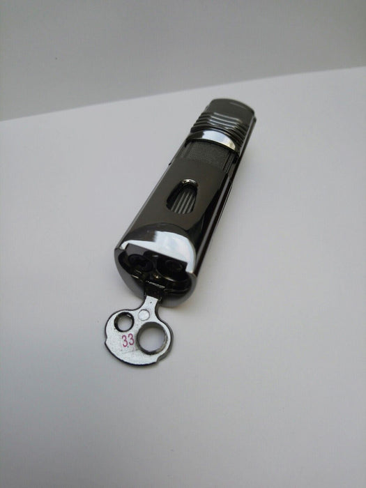 AERB Windproof Cigar Lighter 3 Jet With Cigar Punch. Satin Finish