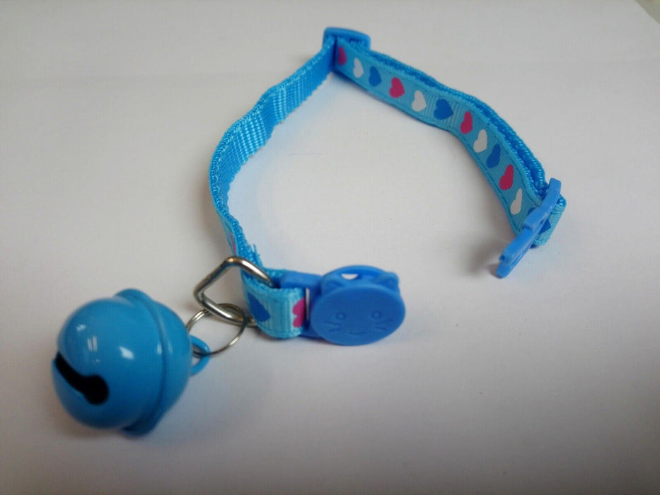 Blue Cute Cat Kitten Collar With Bell Safety Release Adjustable Pet Collar