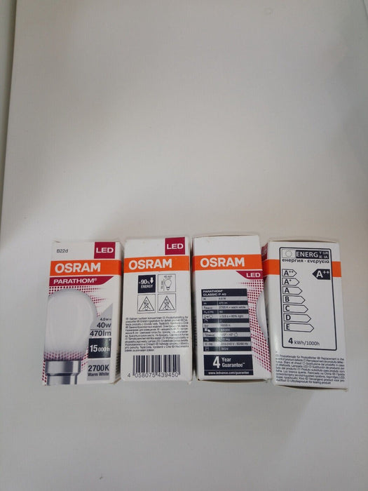 4 x Osram Parathom 40w = 4w B22d classic  warm white filament 2700K LED 61651