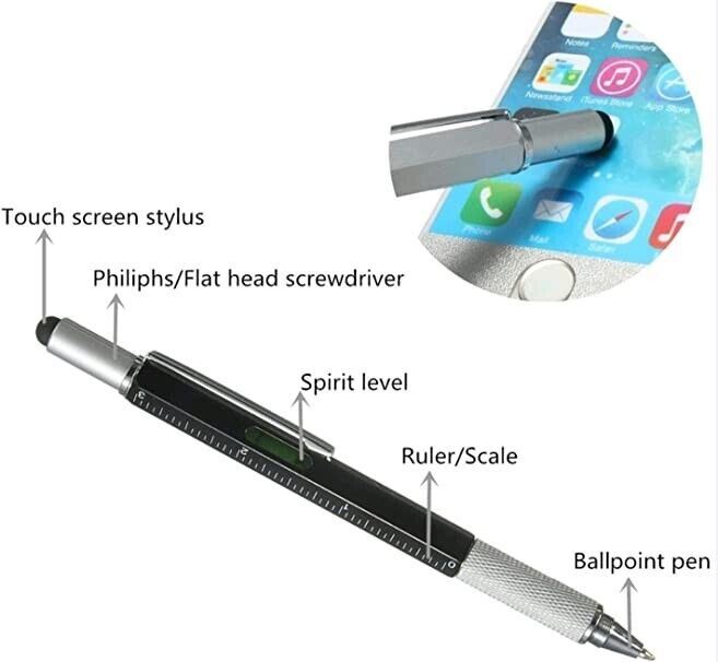 5 in 1 Gadget Pen Multi Tool Pen Spirit Level Ruler Screwdriver Gift Fathers Day