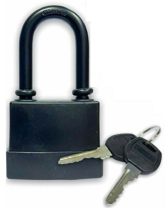 70mm HEAVY DUTY WEATHERPROOF WATERPROOF LAMINATED LONG SHACKLE PADLOCK + 2 KEYS