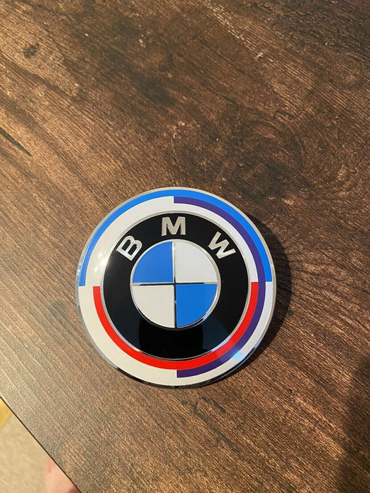 50 YEARS OF M 82MM BONNET BADGE E46 E90 E92 E60 E61 E70 1 3 5 6 X Z M fits BMW