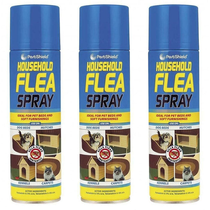 3x 200ml Household Flea Killer Spray Aerosol Animal Flea Dog Cat Tick Protection