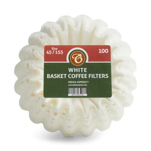 100 Size 45/155mm Basket Coffee Filter Papers White -  for manual hand drippers