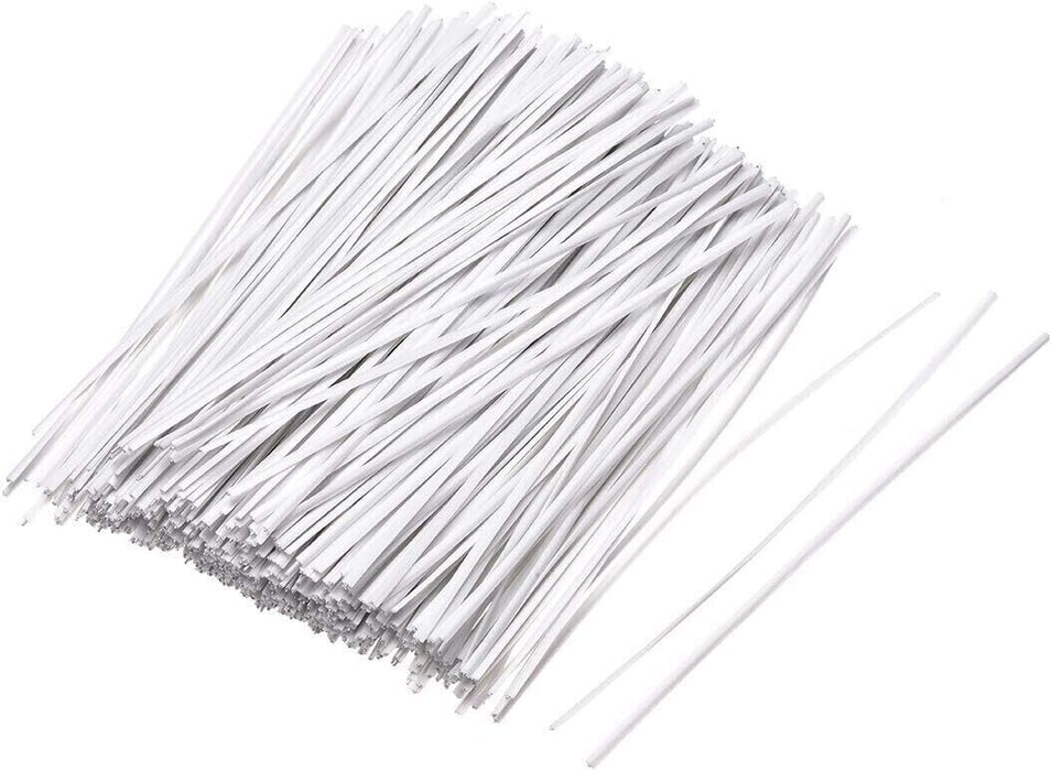 1000x White Twist Strips, twistbands  100mm/4inch for craft, gardening, packing