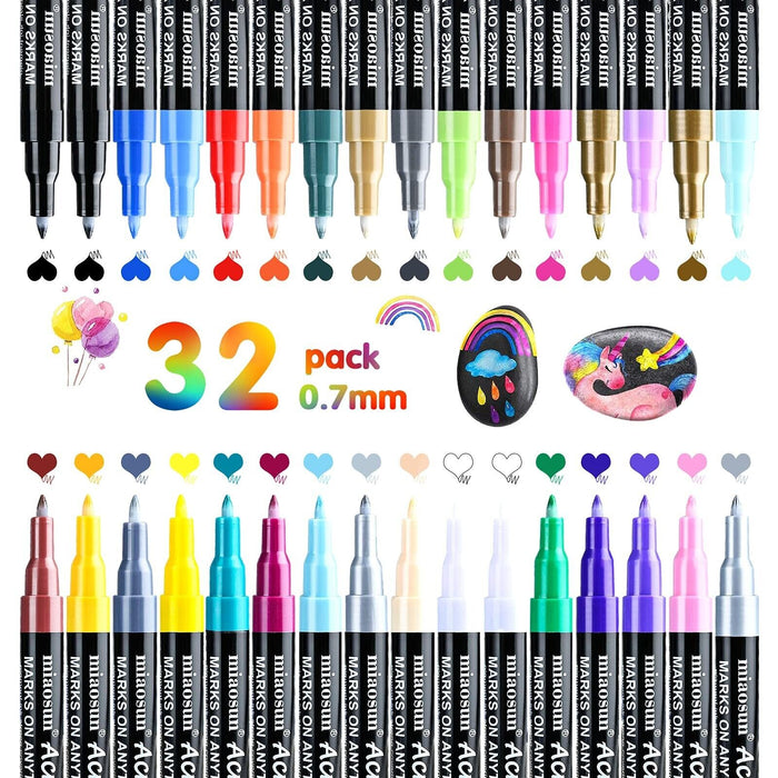 Acrylic Painter Smmapens 32 Pens 0.7mm Sealed