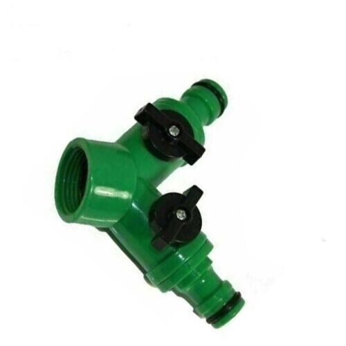 1/2" & 3/4" DOUBLE DUAL Y OUTSIDE TAP CONNECTOR GARDEN TWIN HEADED WATER SWITCH