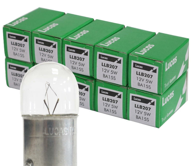 10x Lucas LLB207 12V 5W Bayonet Light Bulbs Side, Indicator, Interior Brake Lamp