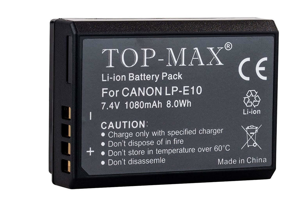 Top-Max 1080mAh Battery For Canon LP-E10 LPE10 LP E10 EOS 1100D 1200D