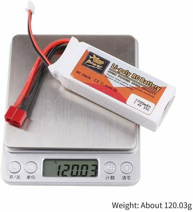 ZOP Power 2200mAh 7.4V 35C 2S LiPo Battery T Plug Deans Connector