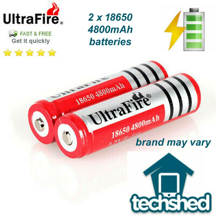 2 x Ultrafire 18650 4800mAh 3.7V Rechargeable Li-ion Battery Flashlight torch