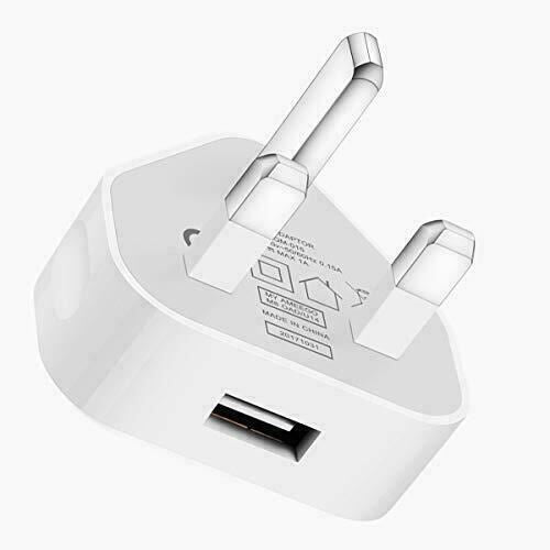 3 Pin Plug USB Mains Charger Adapter, Apple Style, Fast Speed Universal UK