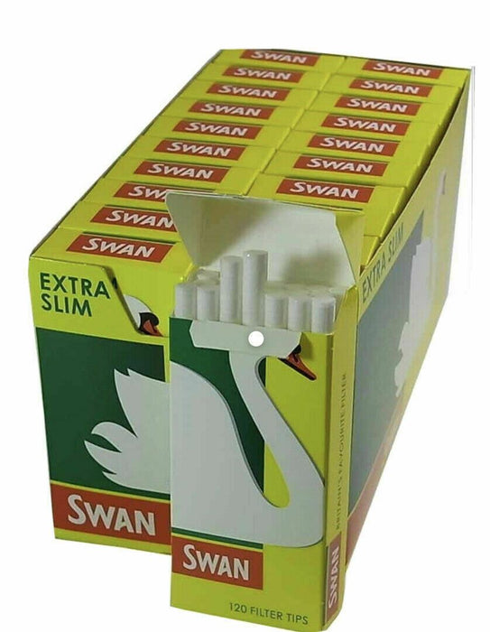 20 x Swan Extra Slim Cigarette Smoking Filter Tips 120 tips per pack (FULL BOX )