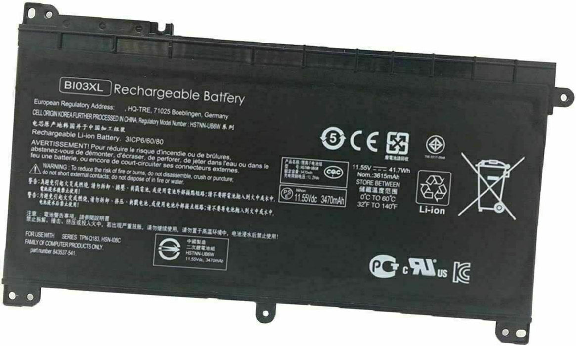 Replacement BI03XL 844203-850 Battery for HP Pavilion x360 13 m3-u003dx Stream 1