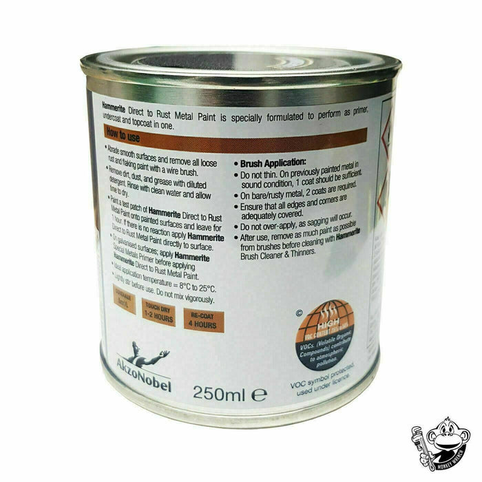 HAMMERITE SMOOTH BLACK DIRECT TO RUST METAL PAINT- 250ML