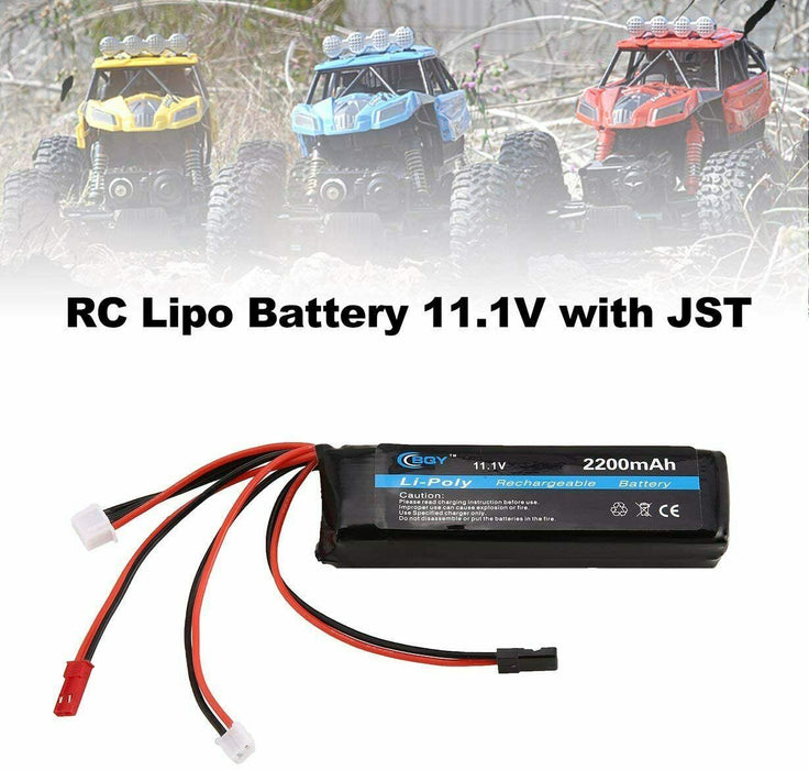 Comomingo BQY 11.1V 2200mAh 8C 3S 1P Lipo Battery JST JR Plug for RC Drone Car B