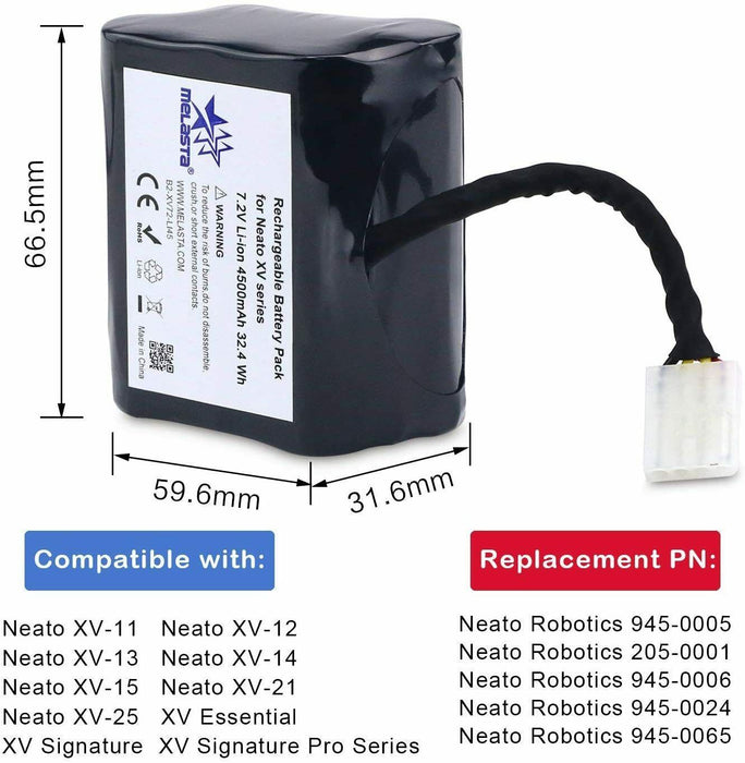 Melasta 4500mAh Lithium-ion Neato XV Battery Replacement for Vacuum Cleaner