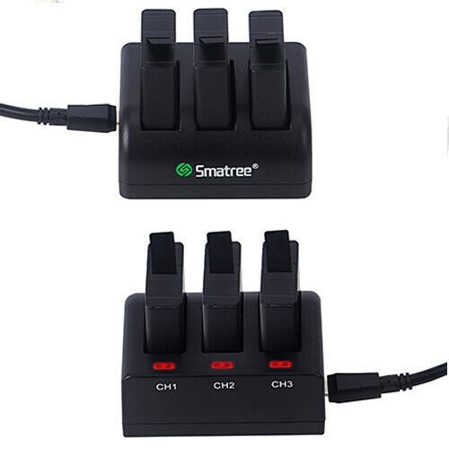 Smatree Battery (3-Pack) With 3-Channel Charger for Gopro Hero 6/Hero 5 Black