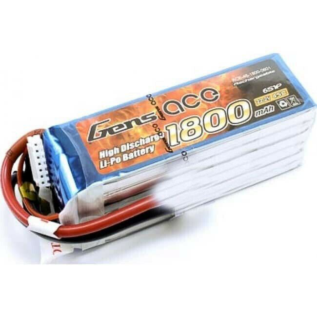Gens Ace 1800mAh 45C 22.2V Soft Case Lipo Battery (Deans Plug) - B-45C-1800-6S1