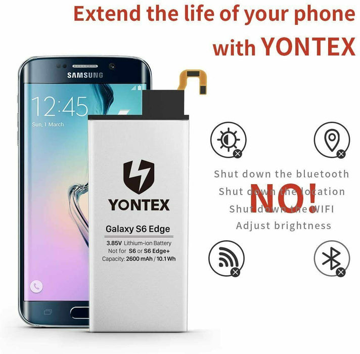 YONTEX Galaxy S6 Edge Battery (Blue) with Back Glass Replacement