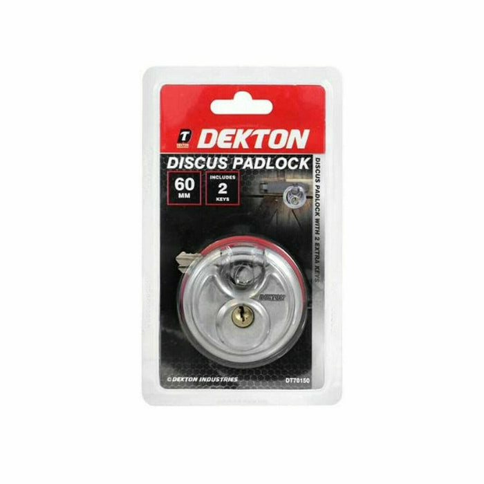 Dekton Discus Padlock 60mm With 2 Keys Suitable For Professional & Home Use