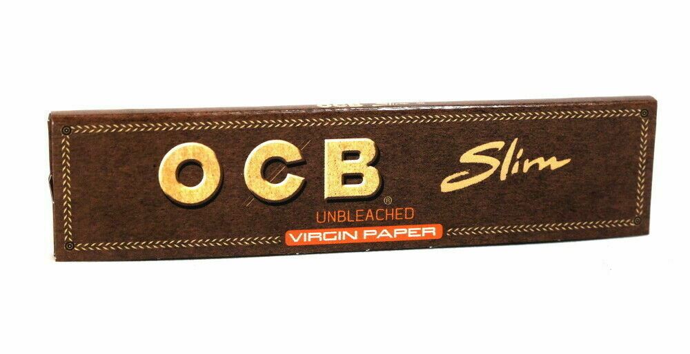 12 x OCB Brown Virgin Unbleached Kingsize Slim Rolling Paper Ultra thin Natural
