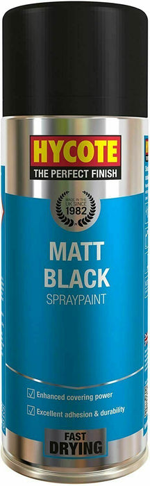 Hycote Matt Black Spray Paint Fast Drying  - 400ml x 2