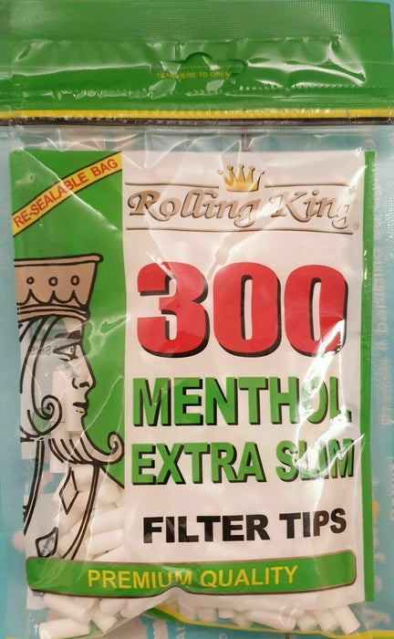 ROLLING KING EXTRA SLIM MENTHOL Cigarette Filter Tips Resealable Bag 600