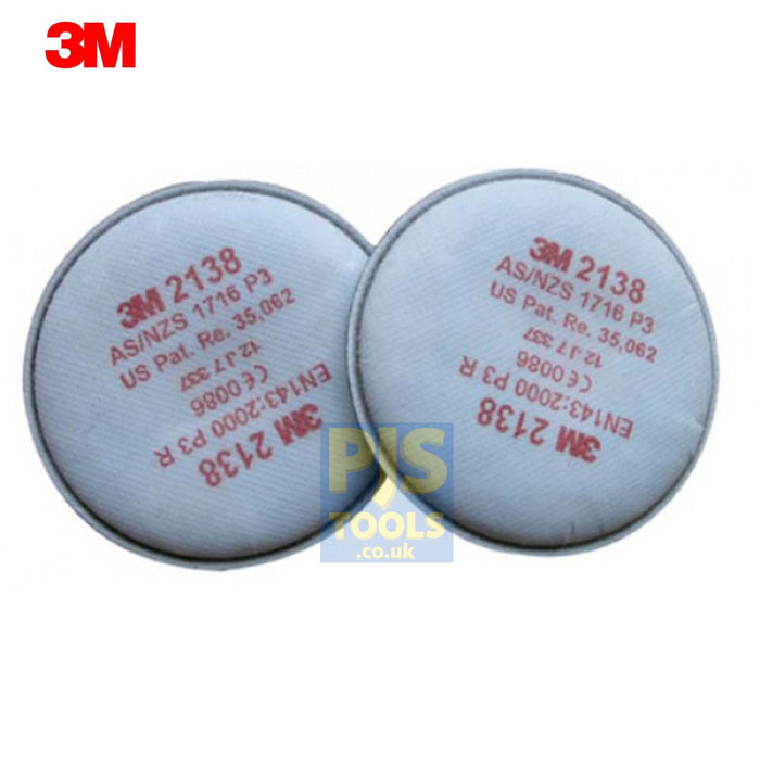 3M 2138 P3 2000 series mists & fumes particulate filters fits 6000 70001 Pair