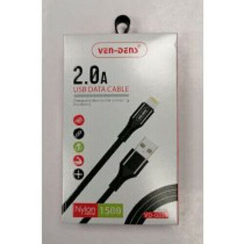 Lightening Data Cable Nylon - White - 2.0a - 1.5m Extra Long Ven-Dens