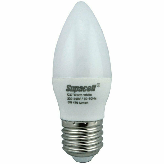 Supacell LED Screw Bulb Opal/Pearl Cool Day White Non Dimmable C37 E27 470 lm 5w