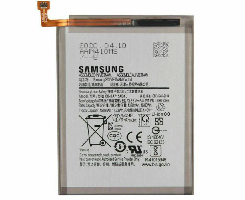 Samsung EB-BA715ABY Battery 4500mAh 4.40v 17.33W For Samsung Galaxy A71 SM-A7160