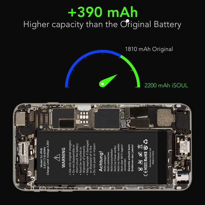 iSoul Replacement Battery Compatible for iPhone 6 Li-Polymer 2200 mAh