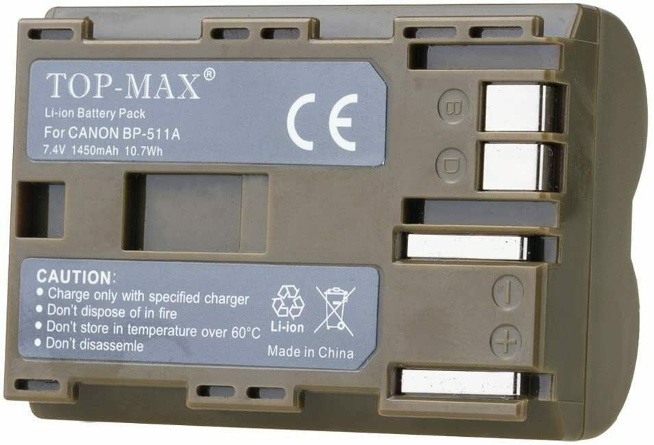 TOP-MAX BP-511A BP-511 Battery for Canon EOS 5D, 50D,300D Digital SLR Cameras