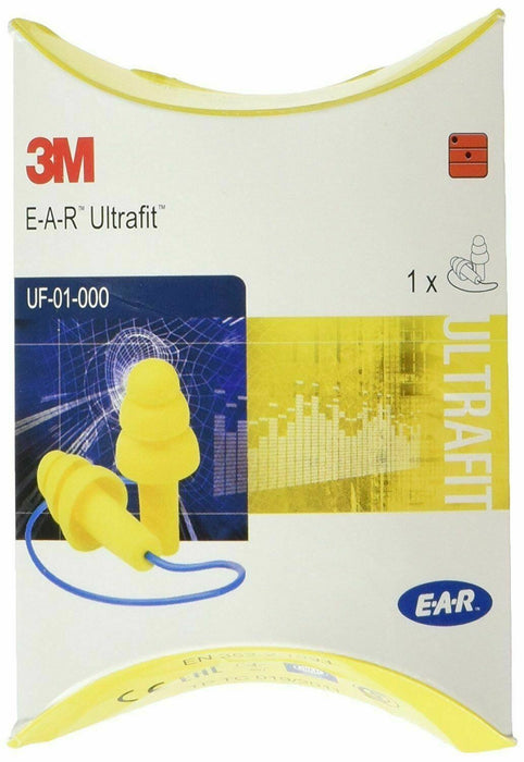 10 x 3M EAR UF-01-000 Ultrafit CORDED Reusable Pre Moulded Ear Plugs ONE Pair
