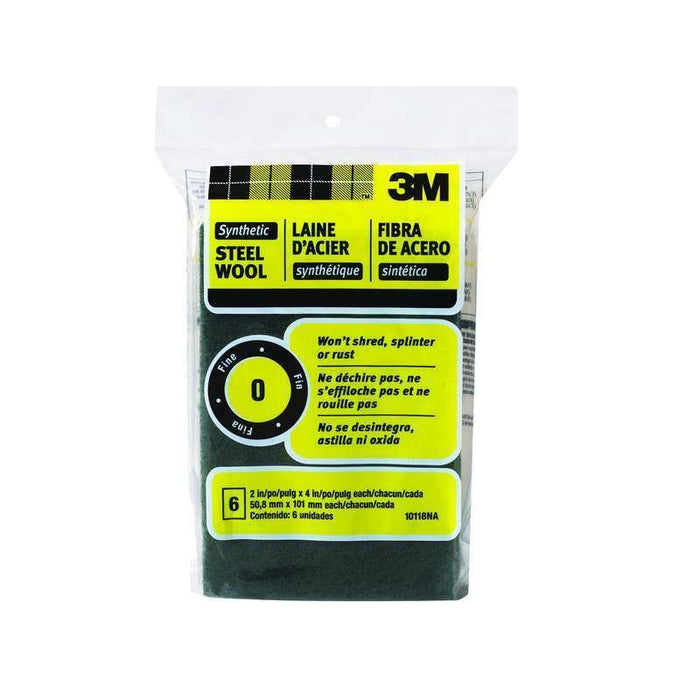 3M 50.8 x 101mm Synthetic Steel Wool Pads - Fine 10118NA X1 PACK OF 2