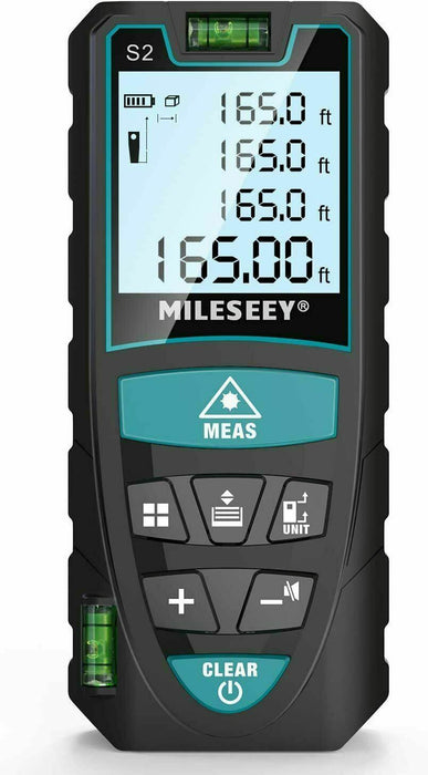 Laser Distance Meter 50M/165ft, Mileseey IP54 Measure with 2 Bubble 50m