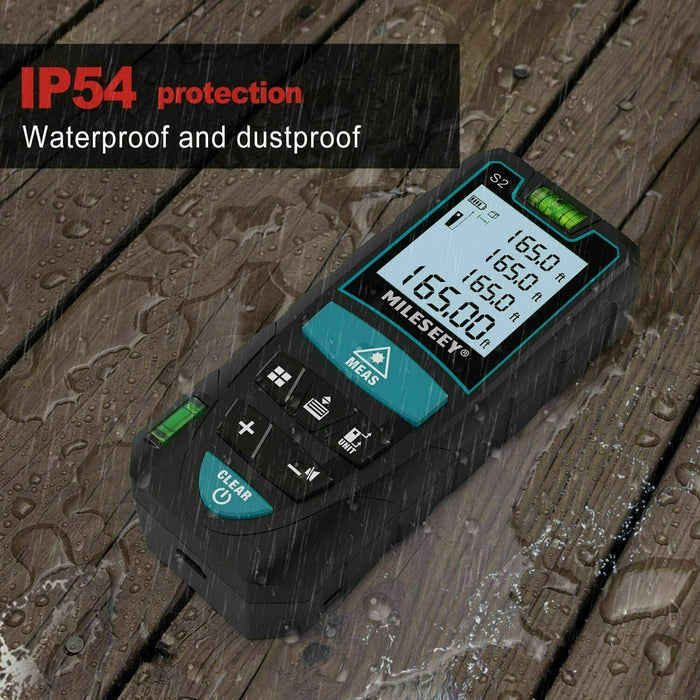 Laser Distance Meter 50M/165ft, Mileseey IP54 Measure with 2 Bubble 50m