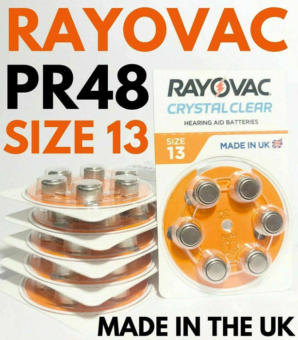 Rayovac Batteries Size 13 PR48 1.45V for all hearing aids size PR48 Orange
