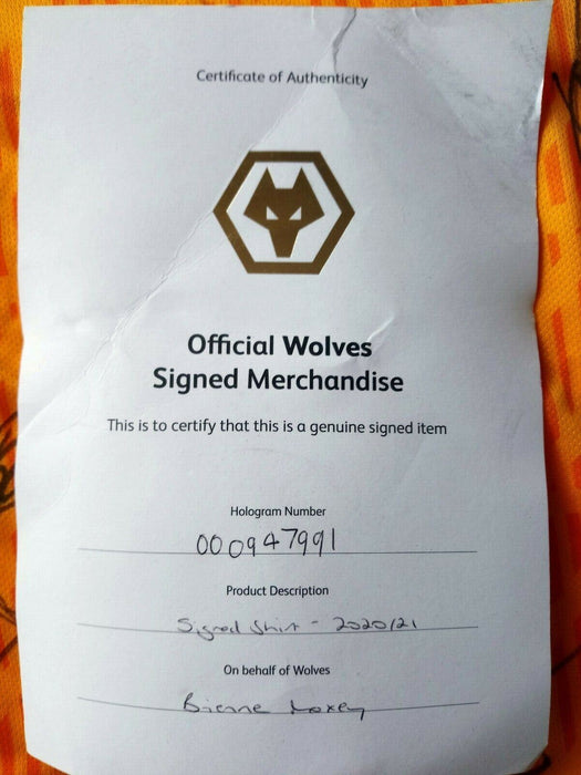 2020-2021 wolves FC signed adidas shirt 15 Signatures In total RARE with COA