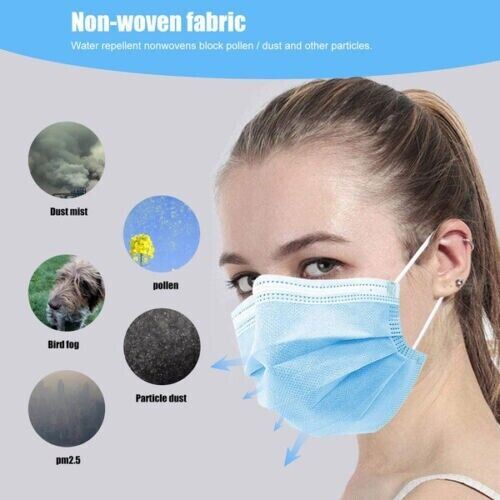 100 Disposable Face Mask Surgical 3 Ply Mouth Guard Cover Face Masks Protection