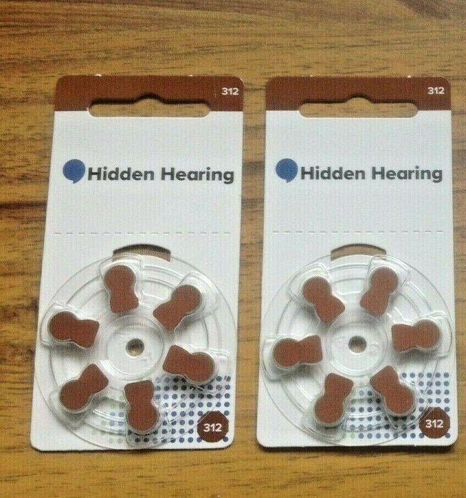 2 Packs Hidden Hearing  Size 312 Hearing Aid Batteries (12 batteries)  BBE 2026