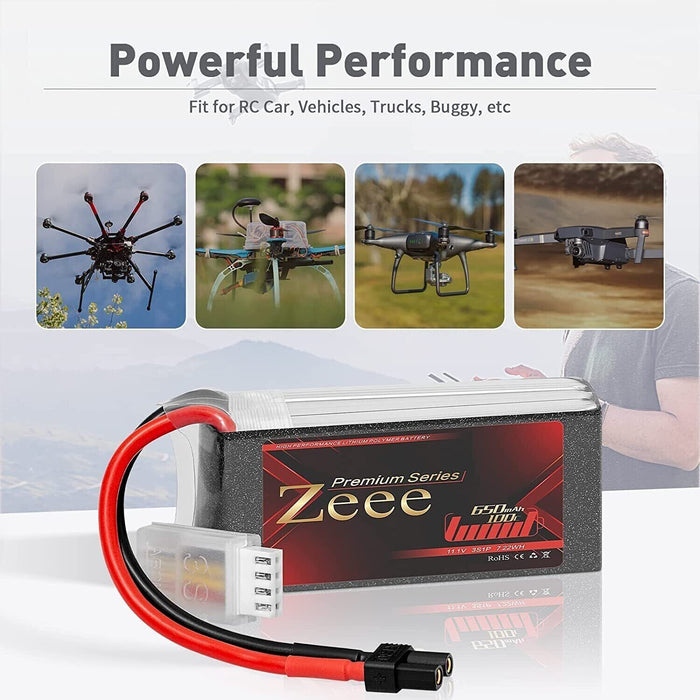 2x Zeee 3S Lipo Battery 11.1V 650mAh XT30 100C for RC Car Drone Truck Auto UAV