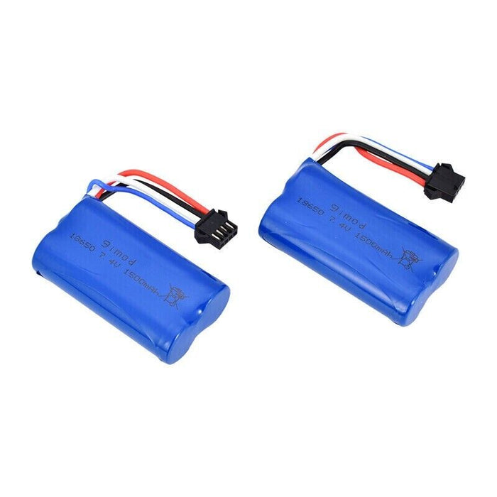 2pcs 7.4V 1500Mah Li-ion Battery SM-4P/USB Charger for UDI902 UDI002 RC Boat