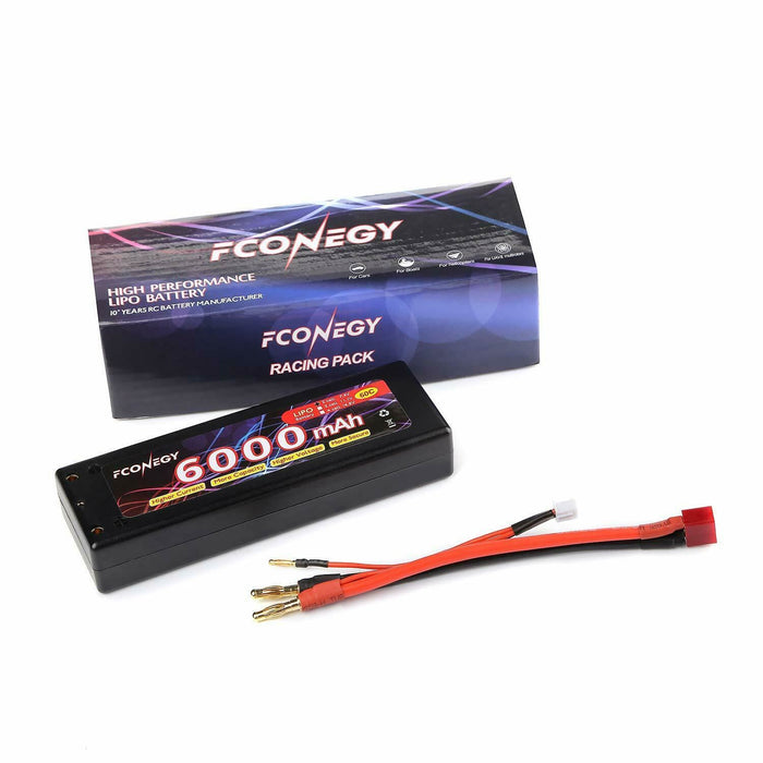 FCONEGY 2S 7.4V 6000mAh 60C Lipo Battery Pack with Deans Plug for RC Car RC