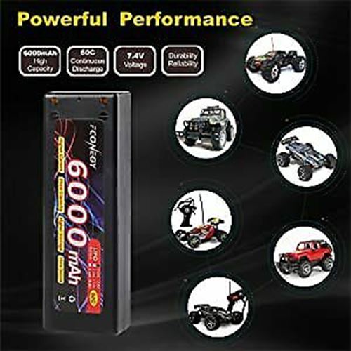 FCONEGY 2S 7.4V 6000mAh 60C Lipo Battery Pack with Deans Plug for RC Car RC